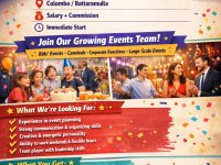 🎪✨ WE ARE HIRING ✨🎡
EVENT PLANNER / COORDINATOR
📍 Colombo / Battaramulla
💰 Salary + 